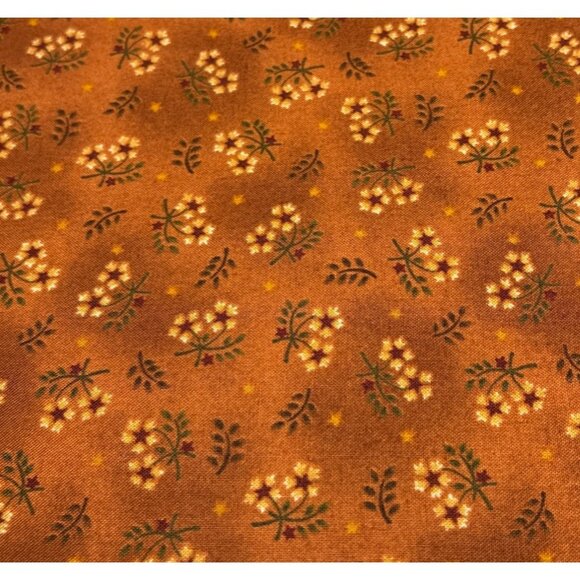 Henry Glass Fabric 1419 Wit & Wisdom 1/2 yard Cotton Floral Pattern Rust Orange - Picture 6 of 12